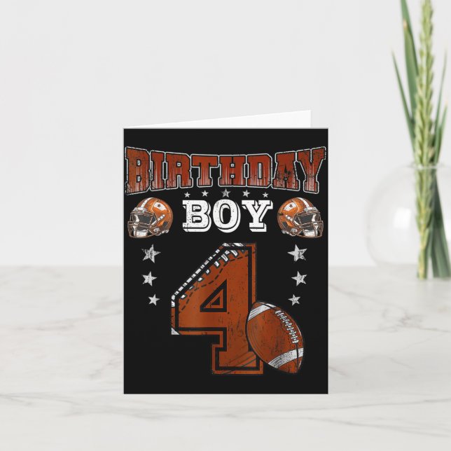 4th Birthday Boy Football Lover Theme 4 Years Old  Card (Front)
