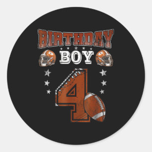 4th Birthday Boy Football Lover Theme 4 Years Old Classic Round Sticker