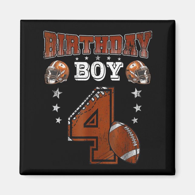 4th Birthday Boy Football Lover Theme 4 Years Old  Magnet (Front)