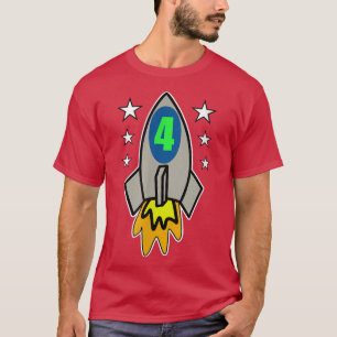 4th Birthday Boy Girl Gift Rocket Astronaut Scien T-Shirt