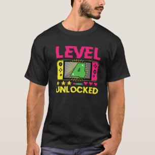 4Th Birthday Boy Level 4 Unlocked Video Gamer Birt T-Shirt