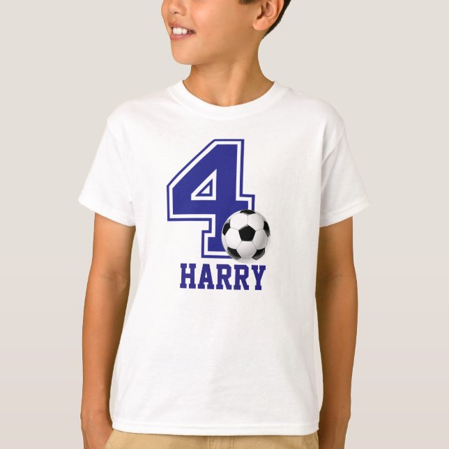 4th Birthday boy soccer personalised T-Shirt (Front)