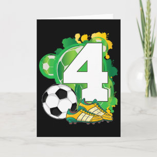 4th Birthday Boy Soccer Theme Party 4 Years Old Card