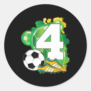 4th Birthday Boy Soccer Theme Party 4 Years Old Classic Round Sticker