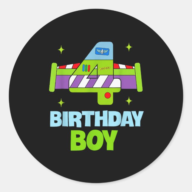 4th Birthday Boy Toy Lover Funny 4 Year Old Story  Classic Round Sticker (Front)