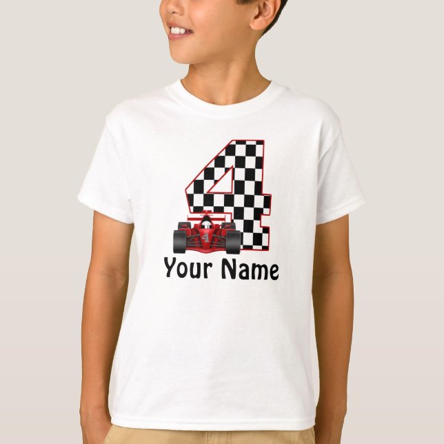 4th Birthday Boys Race Car T-Shirt (Front)