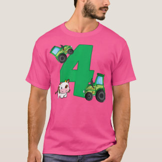 4Th Birthday Boys Tractor Farmer 4 Years Birthday T-Shirt