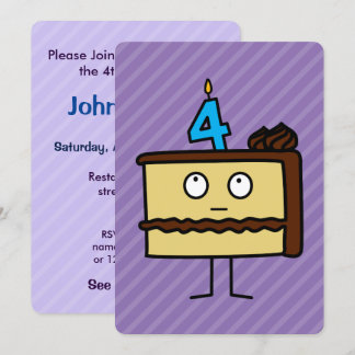4th Birthday Cake with Candles Invitation