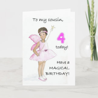 4th Birthday Card for a Cousin - Black Fairy