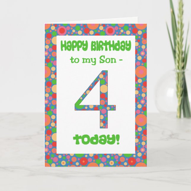4th Birthday Card for a Son, Bright and Bubbly (Front)