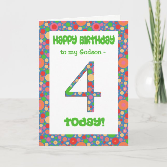 4th Birthday Card for Godson, Bright and Bubbly (Front)