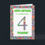 4th Birthday Card for Grandson, Bright and Bubbly<br><div class="desc">A 4th birthday card for a Grandson,  with a bright and bubbly patterned number and border.  You can change the inside message if you wish.</div>