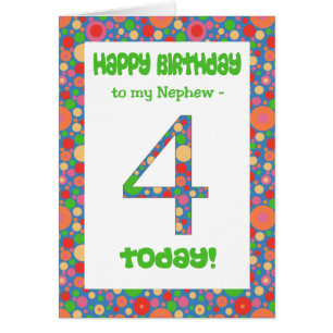 4th Birthday Card for Nephew, Bright and Bubbly