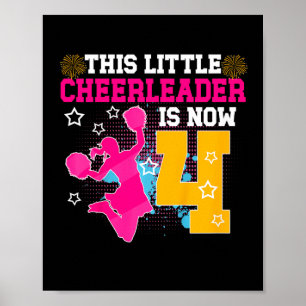 4th Birthday Cheer Girl Four Year Old Cheerleader Poster