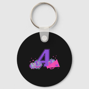4th Birthday Cheerleading Girl Four Year Old Cheer Key Ring