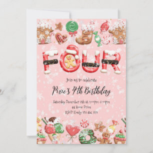 4th Birthday Christmas Party Invitation