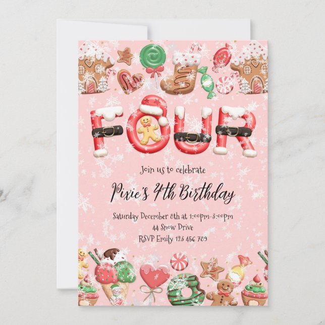 4th Birthday Christmas Party Invitation (Front)