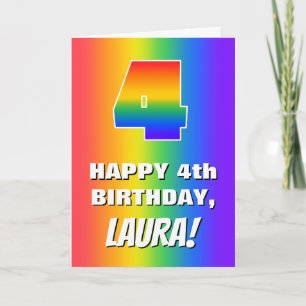 4th Birthday: Colourful, Fun Rainbow Pattern # 4 Card