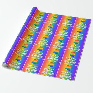 4th Birthday: Colourful, Fun Rainbow Pattern # 4 Wrapping Paper