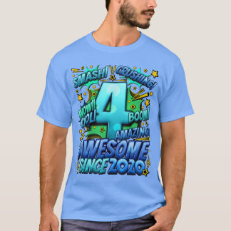 4th Birthday Comic Style Awesome since 2020 4 Year T-Shirt