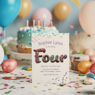 4th Birthday Cookie Cake Invitation