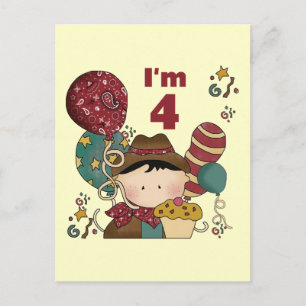 4th Birthday Cowboy Tshirts and Gifts Postcard