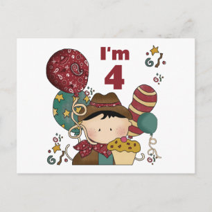 4th Birthday Cowboy Tshirts and Gifts Postcard