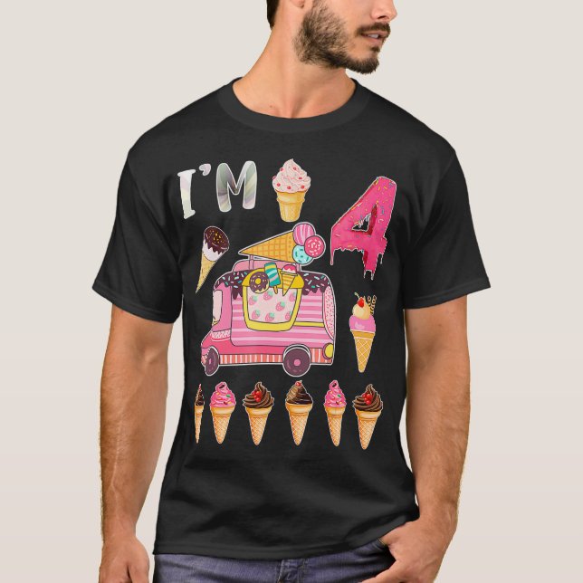 4th Birthday Crew Ice Cream Truck Im 4 Bday Ice Cr T-Shirt (Front)