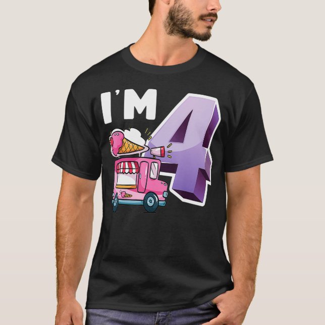 4th Birthday Crew Ice Cream Truck Im 4 Ice Cream P T-Shirt (Front)