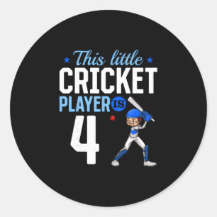 4th Birthday Cricket Player Classic Round Sticker