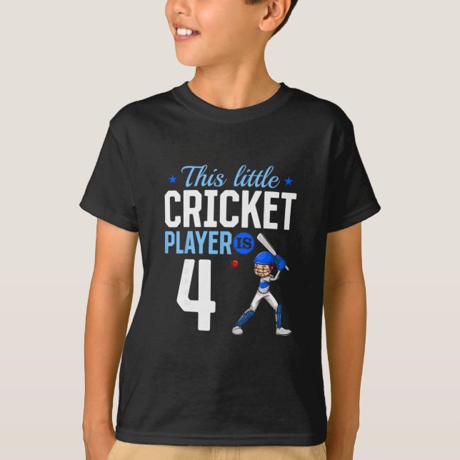 4th Birthday Cricket Player  T-Shirt (Front)