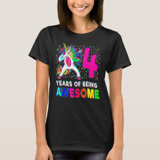 4th Birthday Dabbing Unicorn Party 4 Years Old Gir T-Shirt