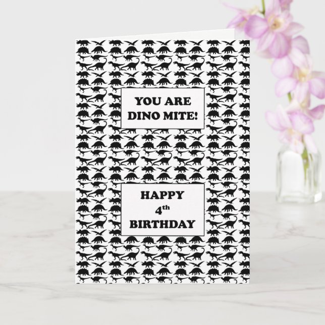 4th Birthday Dino Mite Card (Orchid)