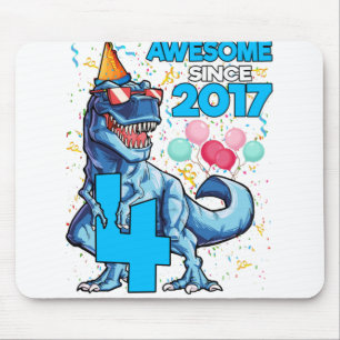 4th Birthday Dinosaur 4 Year Old Boy Kids Awesome Mouse Mat