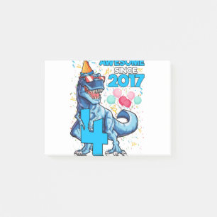 4th Birthday Dinosaur 4 Year Old Boy Kids Awesome Post-it Notes