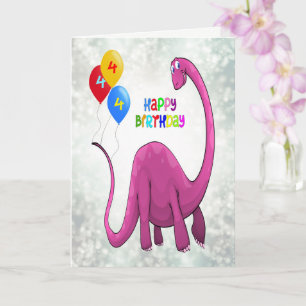 4th Birthday Dinosaur and Ballons Card