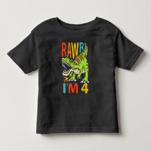 4th Birthday Dinosaur T Rex Rawr I'm 4 For Boys Toddler T-Shirt
