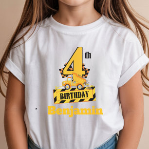4th Birthday Dump Druck construction theme Party  T-Shirt