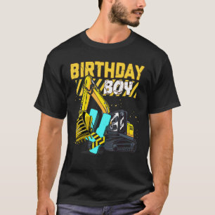 4th Birthday Excavator Construction Vehicle Birthd T-Shirt