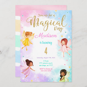 4th Birthday Fairy Party  Invitation