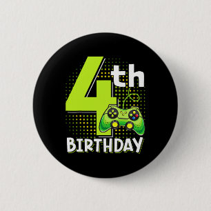 4th Birthday Gamer 4 Years Old Funny Video Game Bo 6 Cm Round Badge