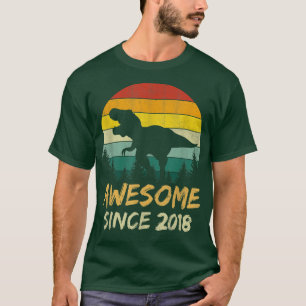 4th Birthday Gift Boy Dinosaur 4 Year Old Awesome T-Shirt