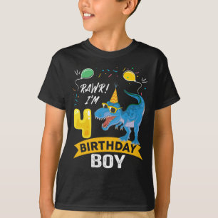4th birthday Gift Boy T Rex Dinosaur 4 Year Old T-Shirt