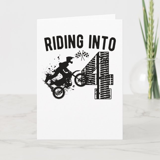 4th Birthday Gift Dirt Bike 4 Years Old Motocross Card (Front)
