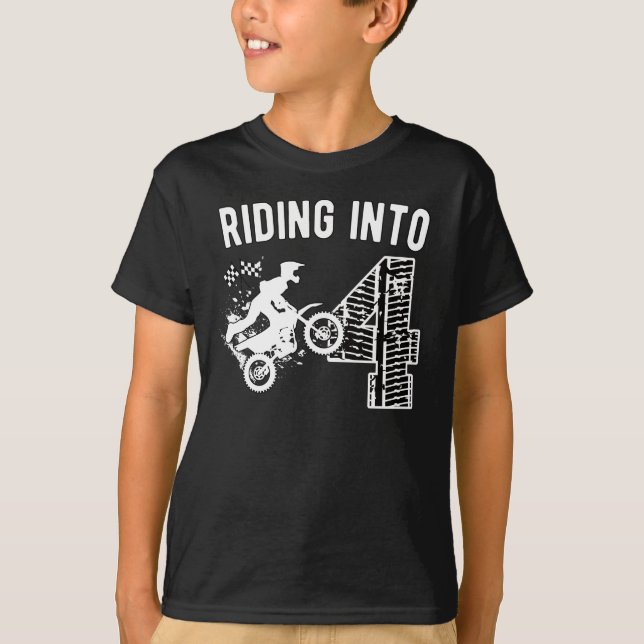 4th Birthday Gift Dirt Bike 4 Years Old Motocross T-Shirt (Front)