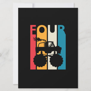 4th Birthday Gift Four Vintage Monster Truck Card
