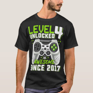 4th Birthday Gift Level 4 Unlocked Awesome Since 2 T-Shirt