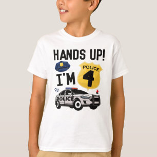 4th Birthday Gift Police Officer 4 Year Old Boy T-Shirt