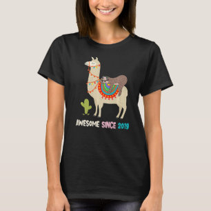 4th Birthday Gifts Awesome Since 2019 Sloth Riding T-Shirt