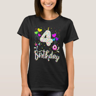 4th Birthday Girl  4 Years Old Bday Doughnut Party T-Shirt